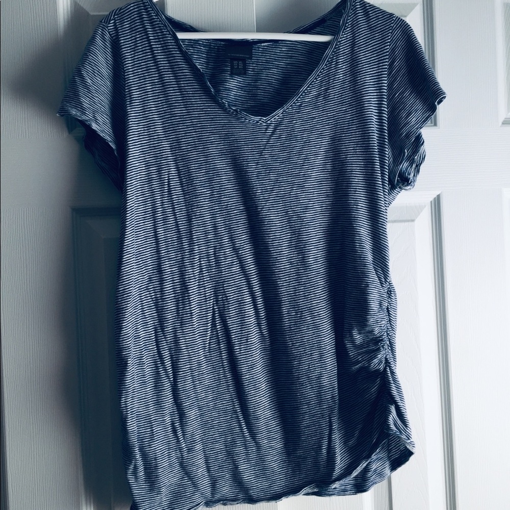 Motherhood Maternity- Navy Stripped T-Shirt